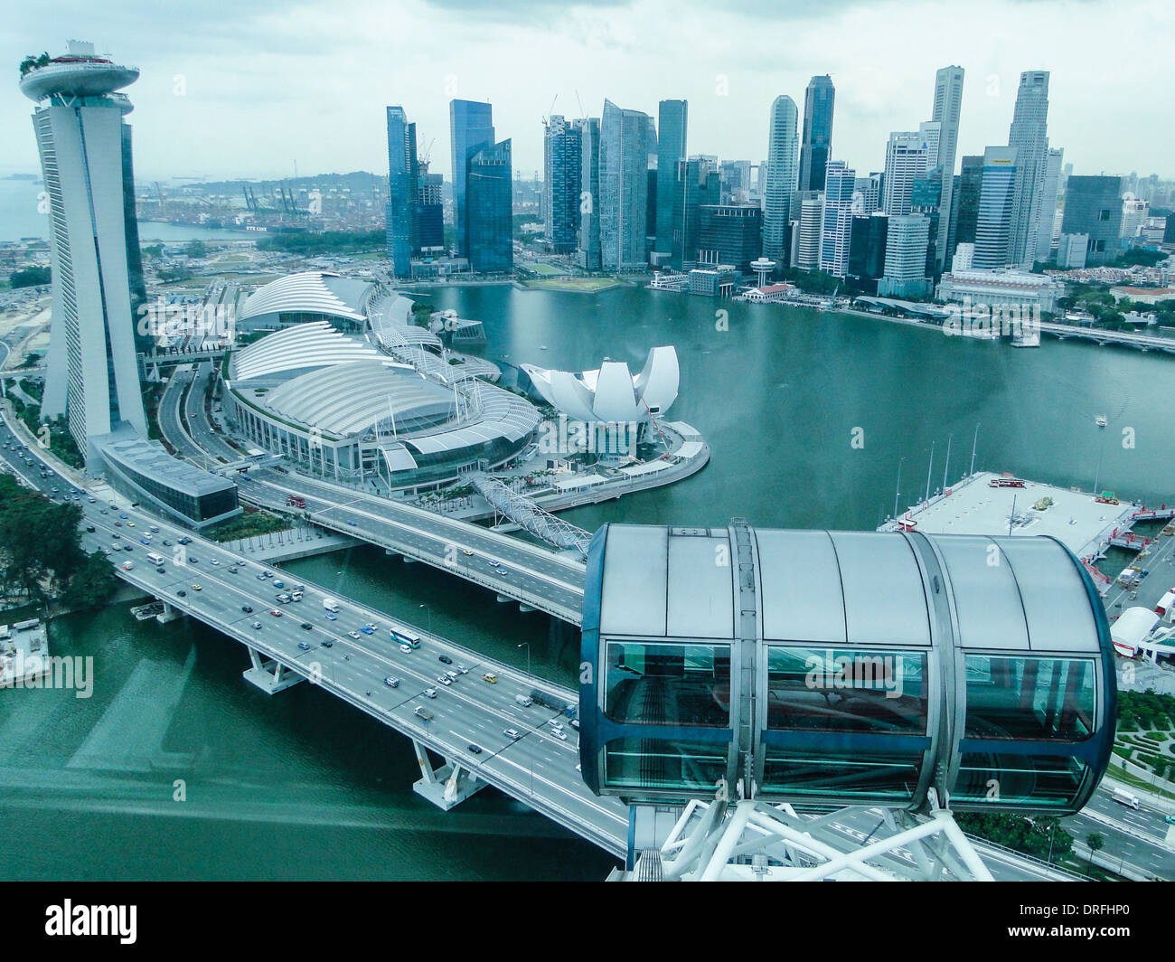 Singapur Skyline Birdview. Singapur Flyer entnommen. Stockfoto
