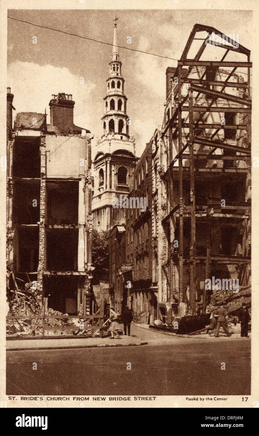 Bombenschäden in London - Vorderstraße Stockfoto