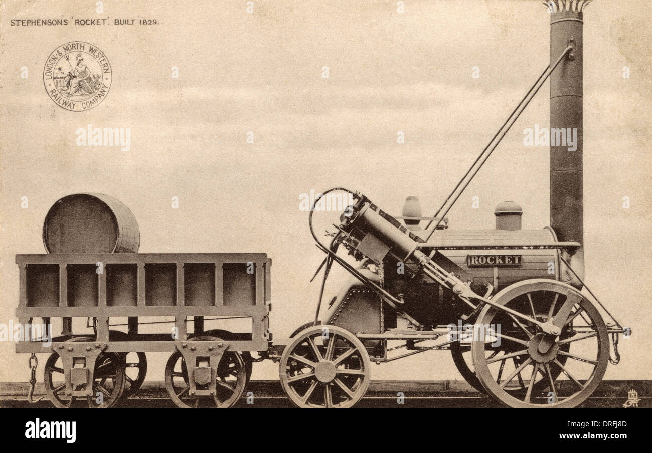 Nachbildung des George Stephensons Rakete Lokomotive Stockfoto