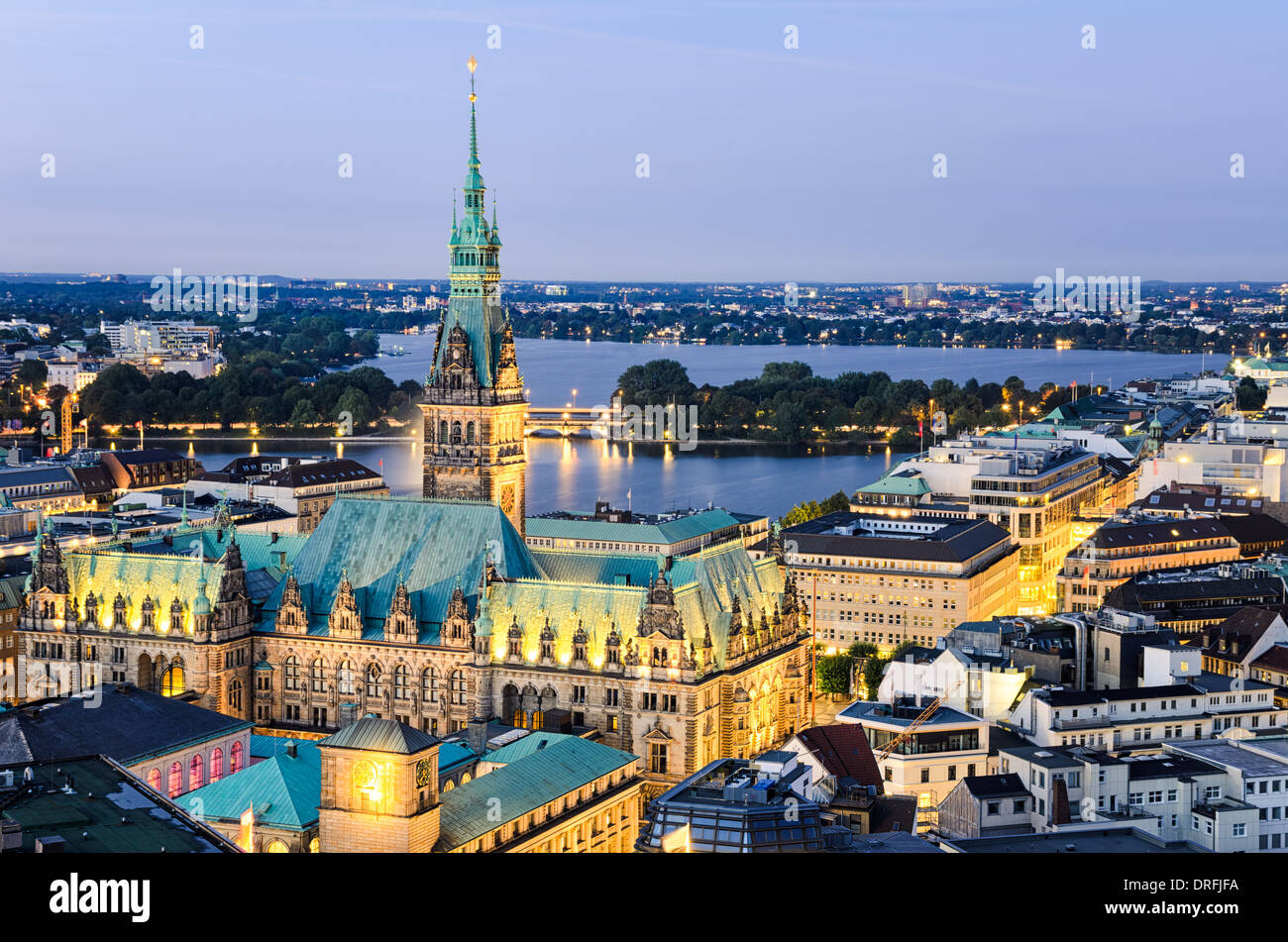 Luftaufnahme der Stadt Halle Hamburg, Deutschland Stockfoto