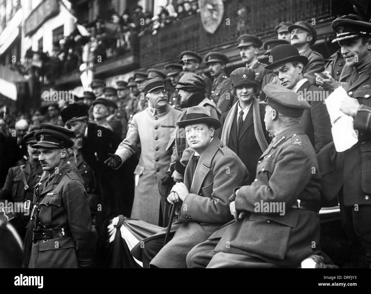 Winston Churchill beobachten 47. Division bei Lille, Frankreich Stockfoto