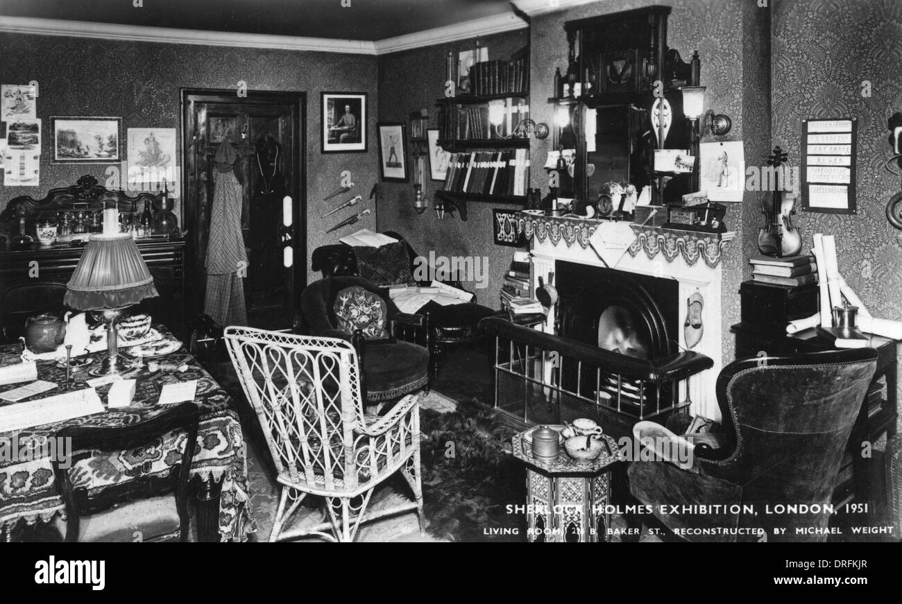 Wohnzimmer, Sherlock Holmes Ausstellung, London Stockfoto