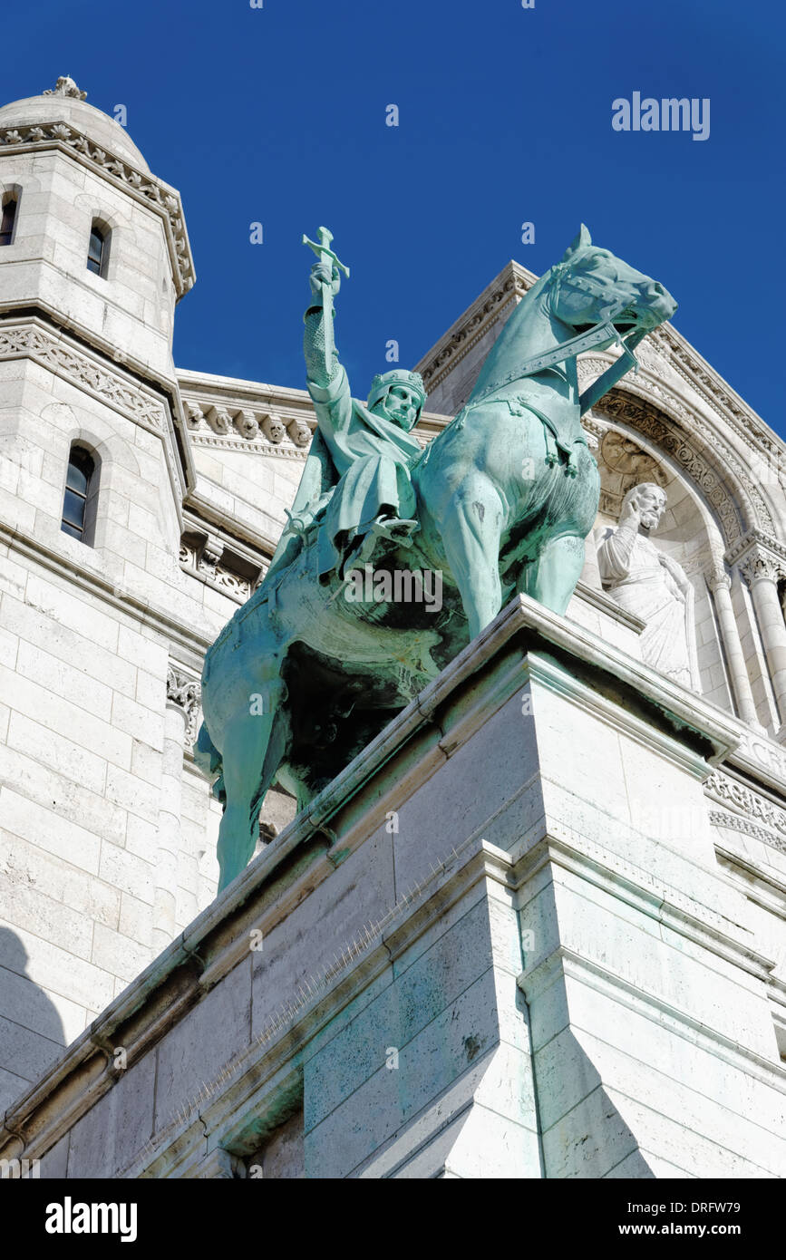 Reiterstatue von König Saint Louis-Basilika des Heiligen Herzens von Paris, Frankreich Stockfoto