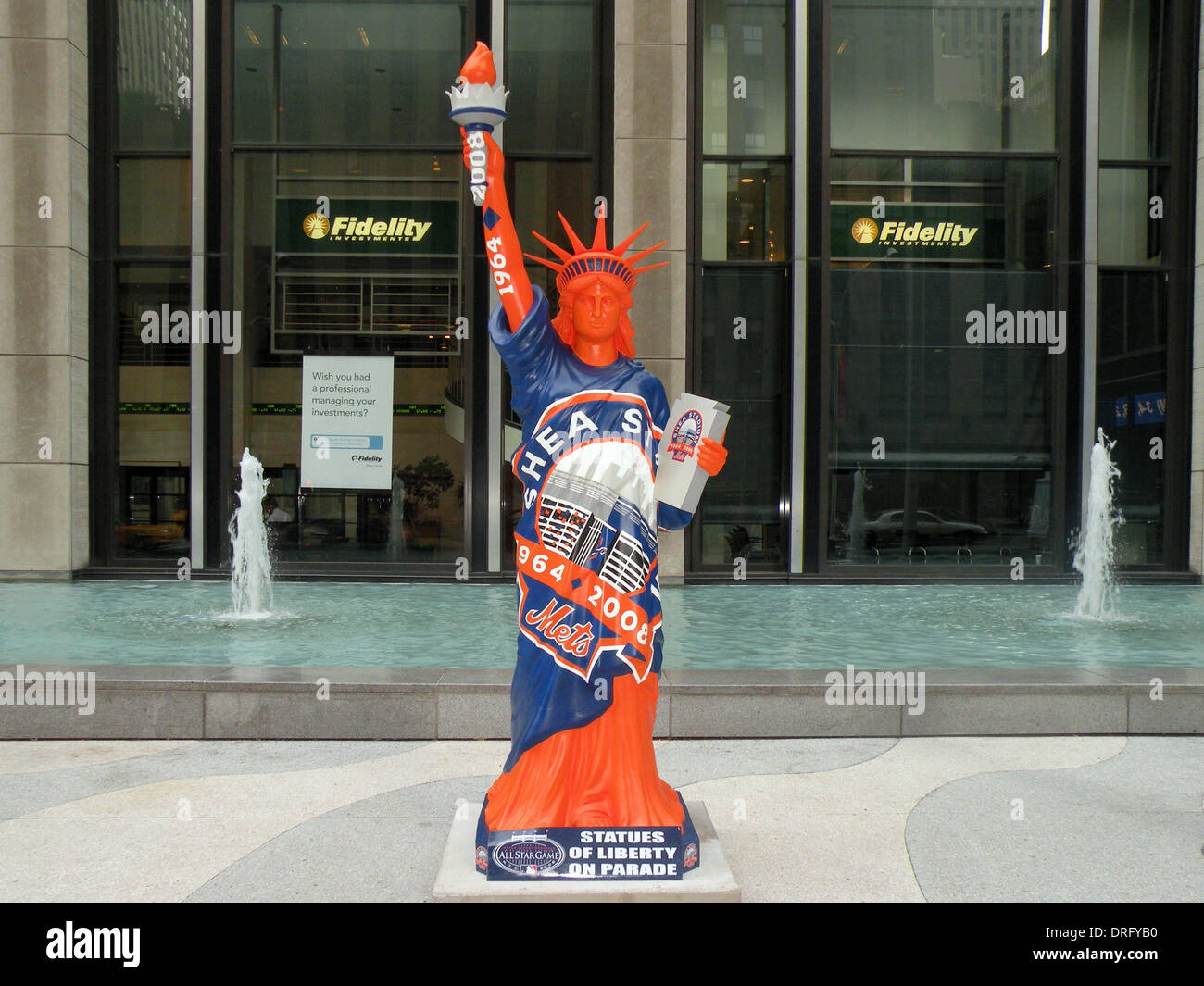 Freiheitsstatue in New York Mets Uniform im Rahmen der 2008 Baseball All-Star-Spiel in New York City Stockfoto