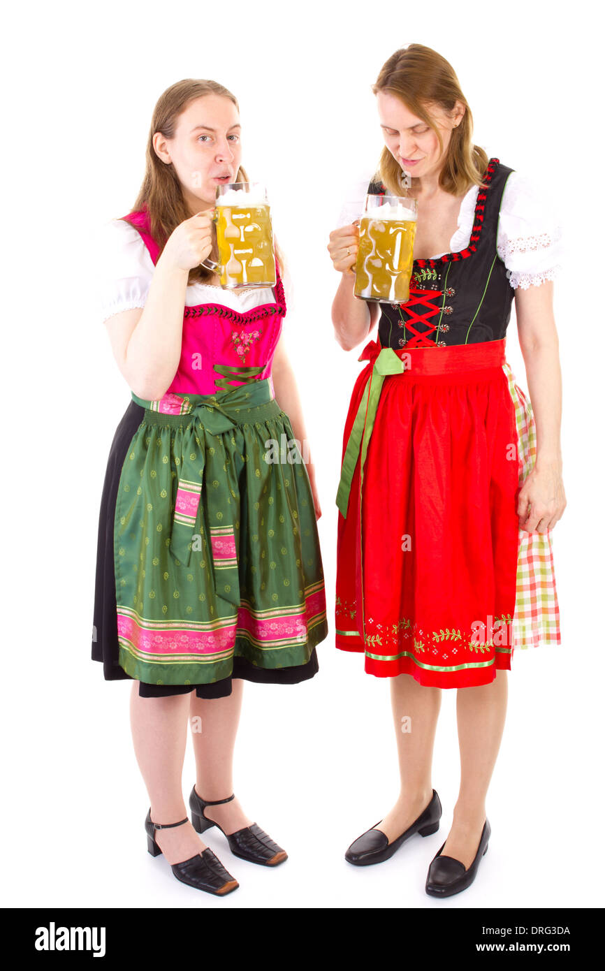 Trinken lecker Weißbier auf Volksfest Stockfoto