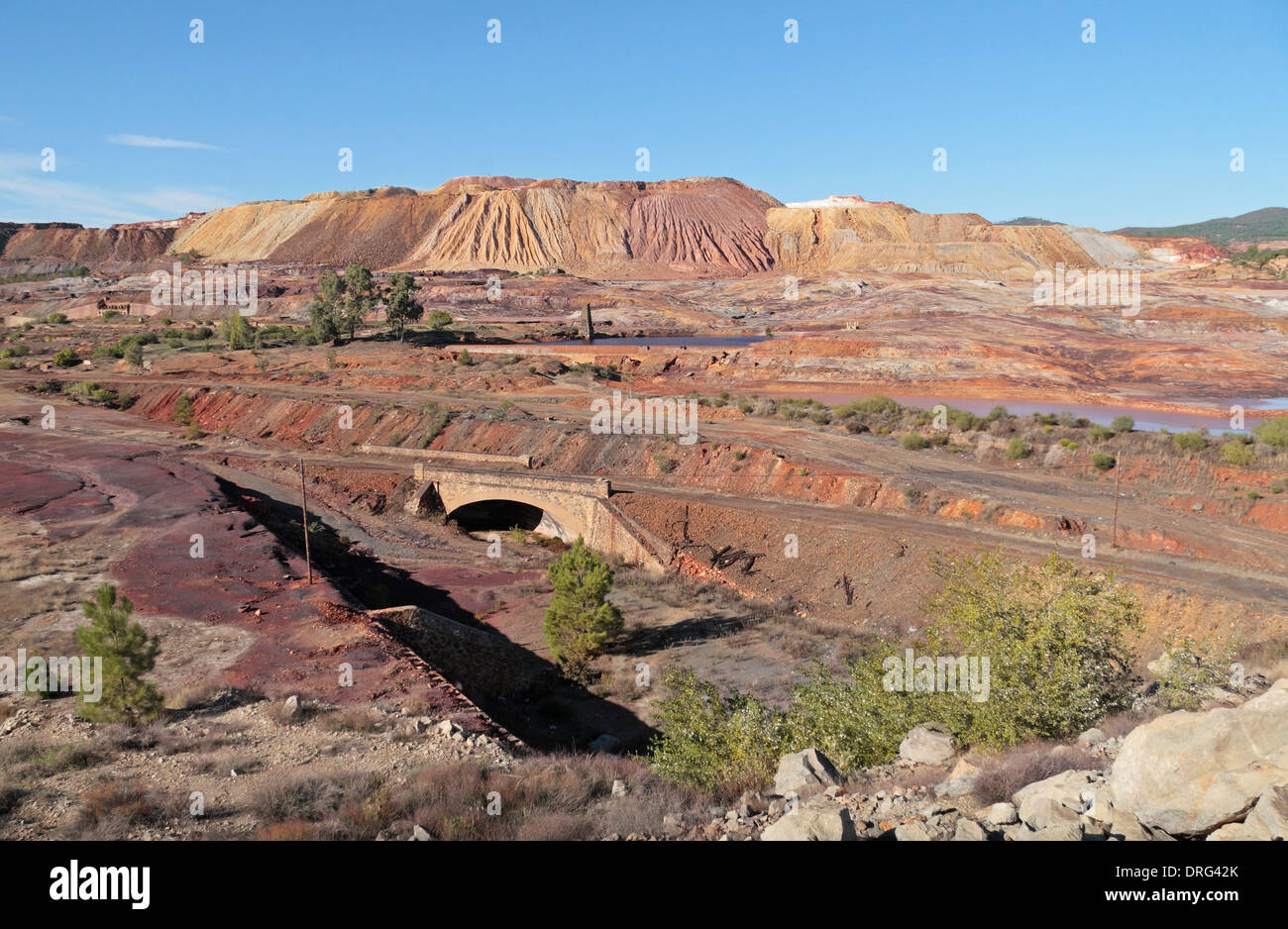 Der Mond mag Landschaft von Rio Tinto Bergbau Park (Minas de Riotinto), Huelva, Andalusien, Spanien. Stockfoto