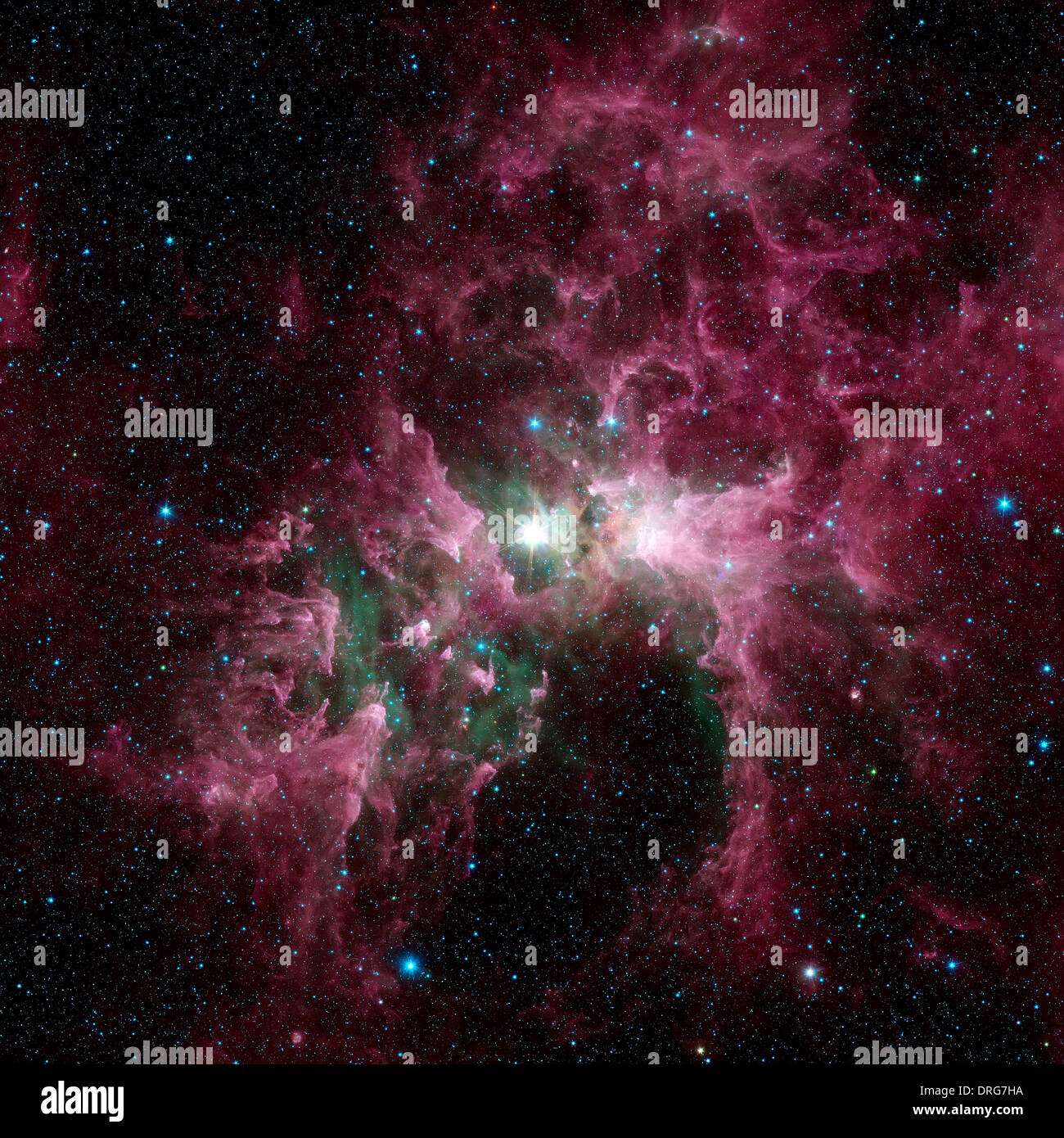 Der Carinanebel vom Spitzer-Weltraumteleskop der NASA. Stockfoto