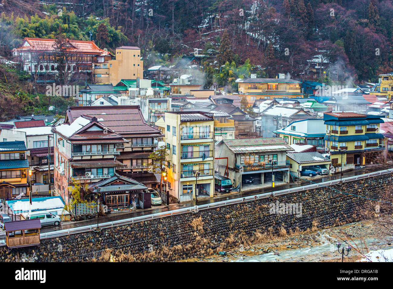 Die kleine Stadt Shibu Onsen in der Präfektur Nagano. Die Stadt ist berühmt für die zahlreichen historischen Badehäuser befindet sich dort. Stockfoto