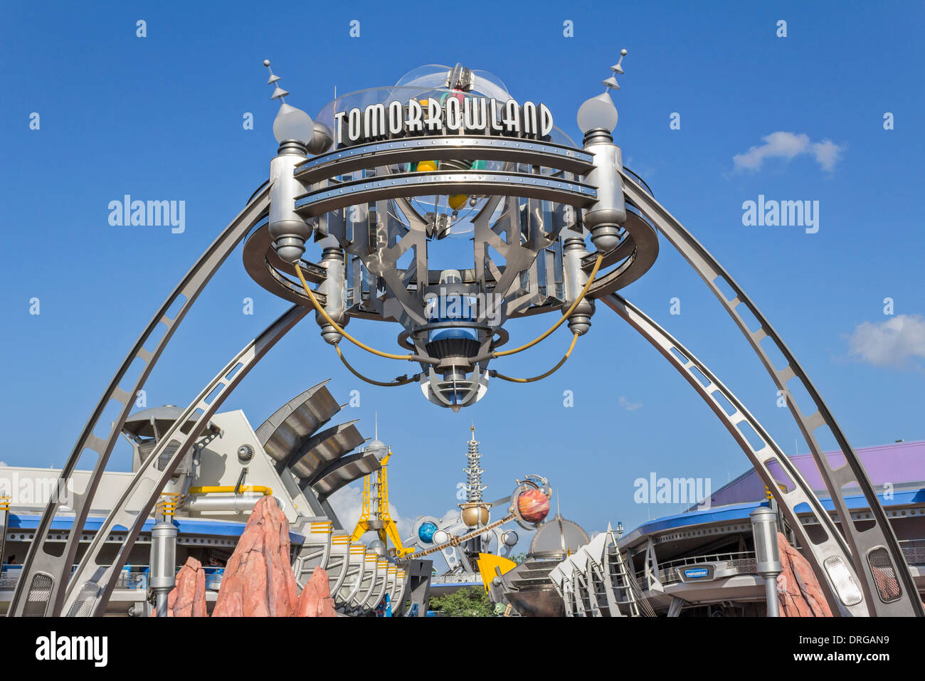 Tomorrowland im Magic Kingdom im Walt Disney World in Florida. Stockfoto