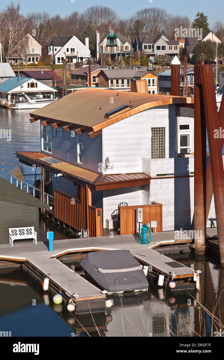 Schwimmende Häuser in Portland Oregon pazifischen Nordwesten. Stockfoto