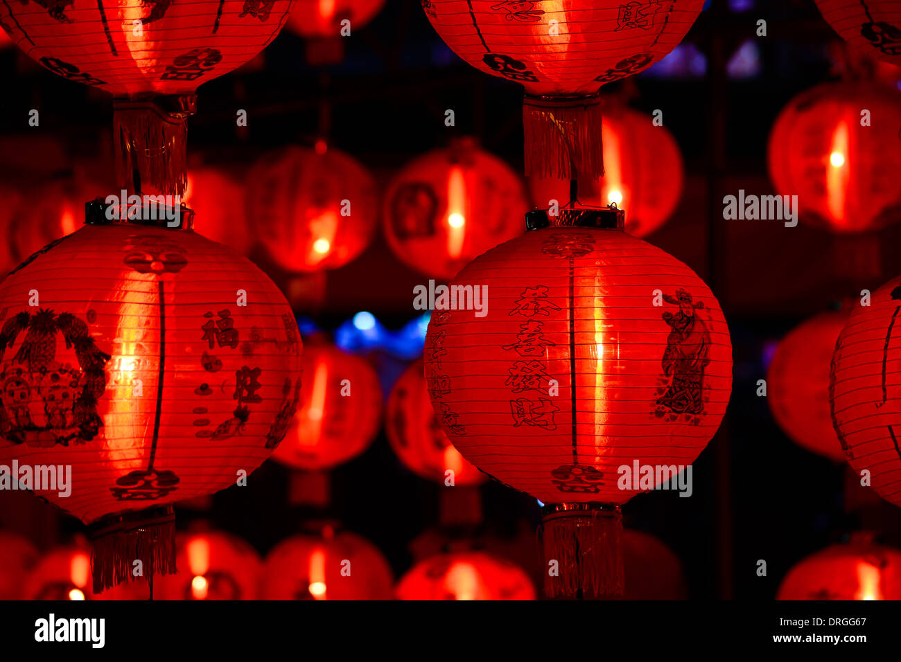 chinesische Laternen für chinese New Year in Nacht Stockfoto