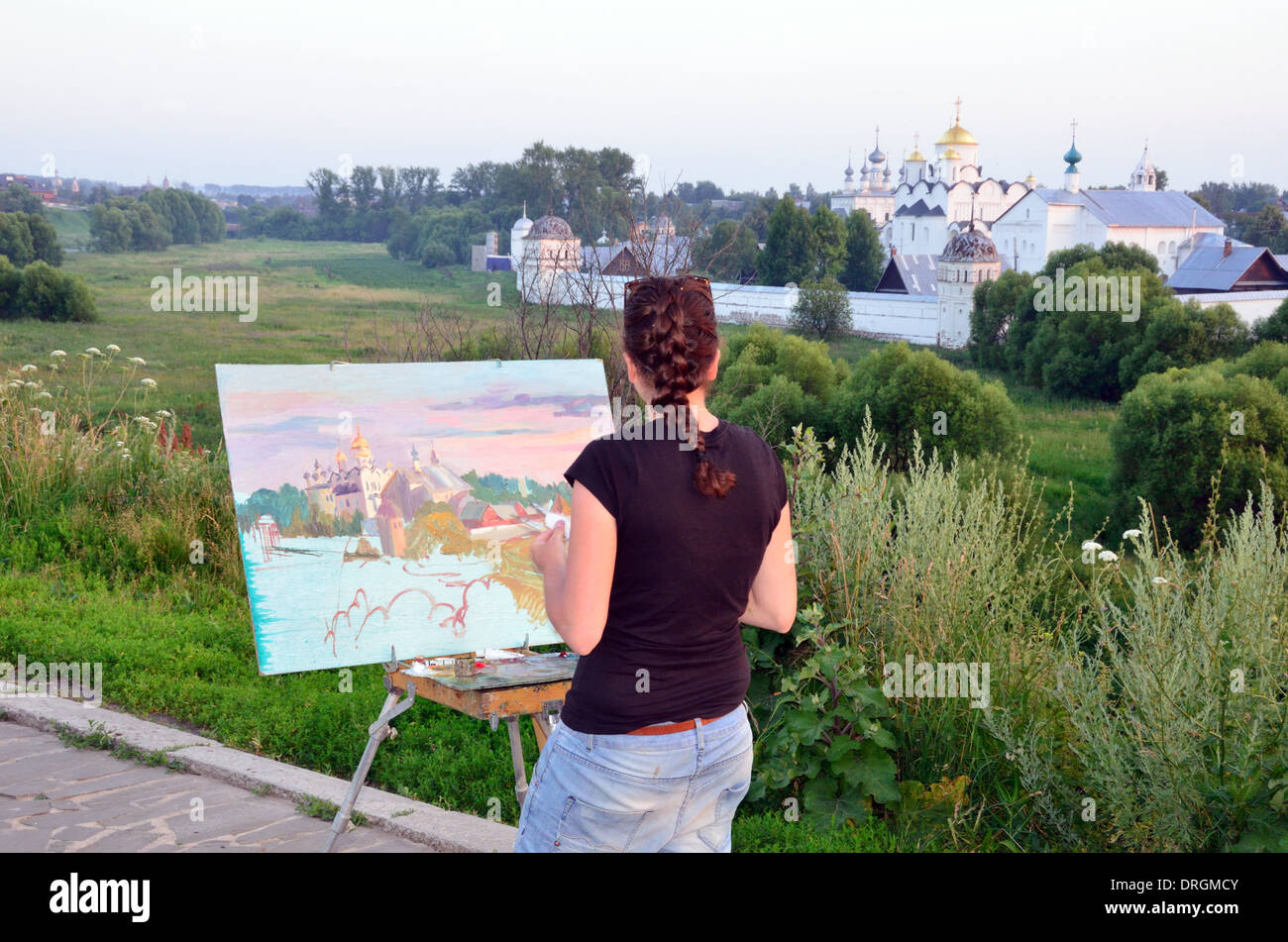 Russische Künstler Malerei Fürbitte Kloster Susdal Stockfoto