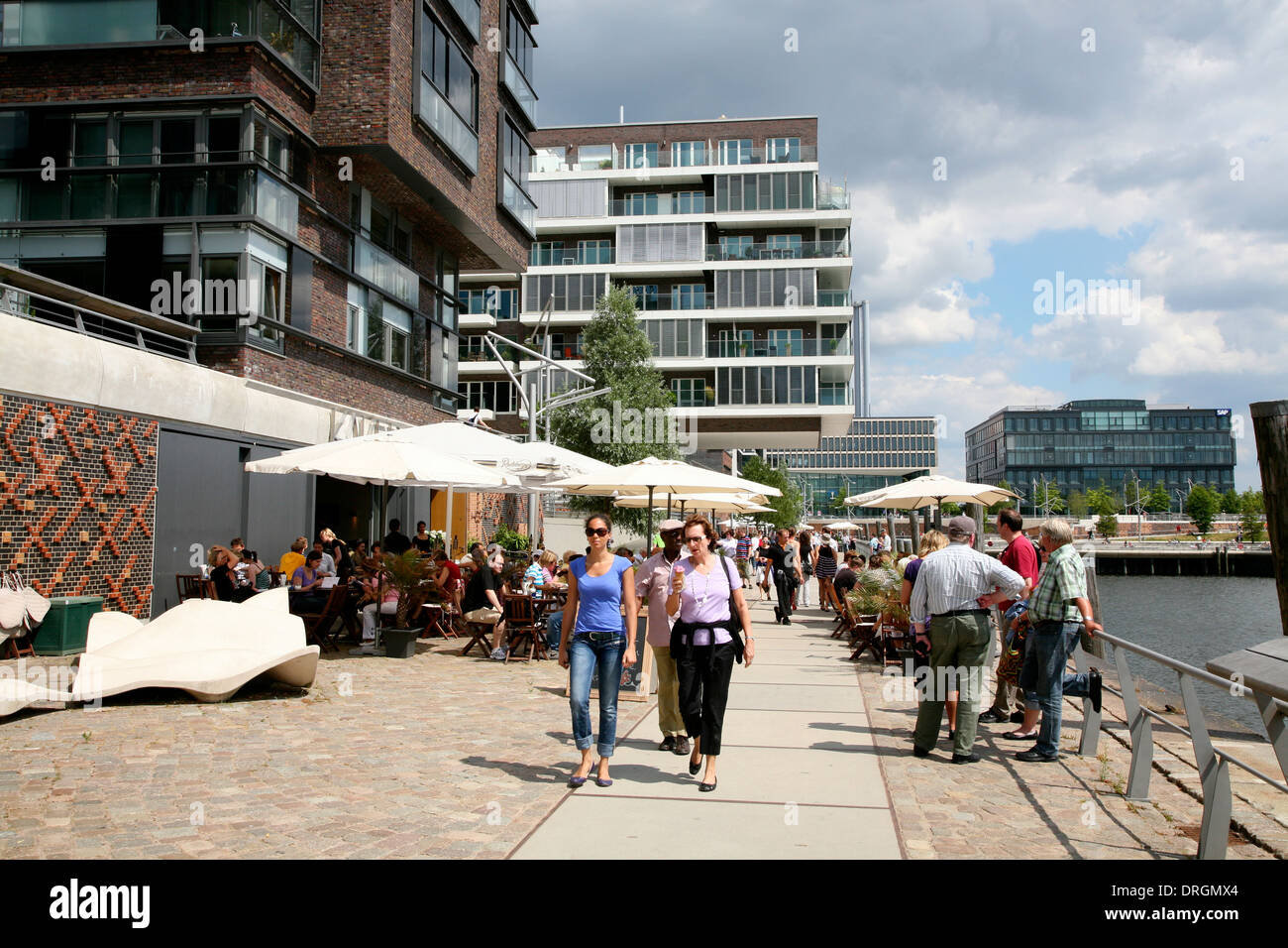 Restaurants am Dalmannkai, Hafencity, Hamburg, Deutschland, Europa Stockfoto