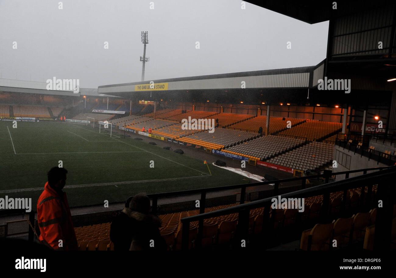 Port Vale Fußballplatz in Burslem Stoke-on-Trent Staffordshire-stürmischen Wetter Stockfoto