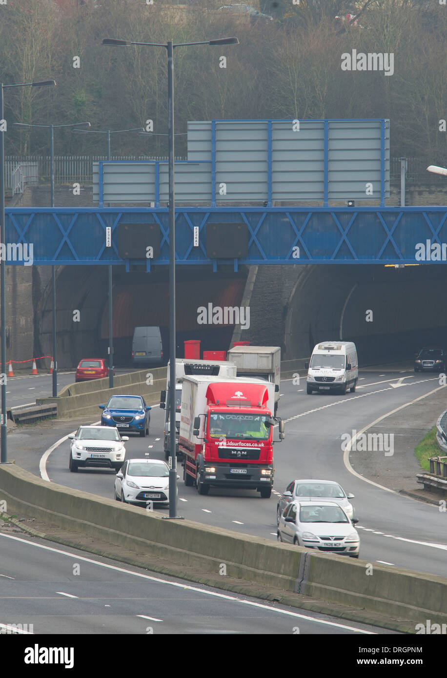 Die Brynglas Tunnel auf der M4 in Wales. Stockfoto