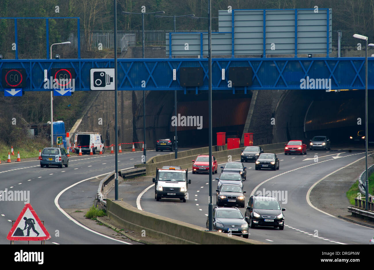 Die Brynglas Tunnel auf der M4 in Wales. Stockfoto