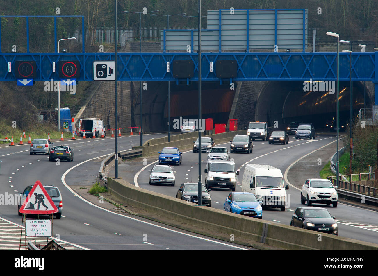Die Brynglas Tunnel auf der M4 in Wales. Stockfoto