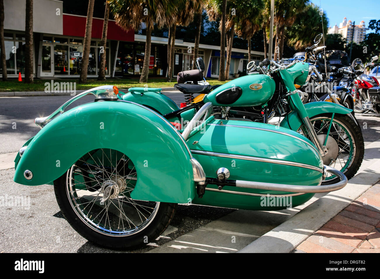 Zündapp Motorrad und Beiwagen bei der Donner durch die Bucht Motorrad-Veranstaltung in Sarasota Florida Stockfoto