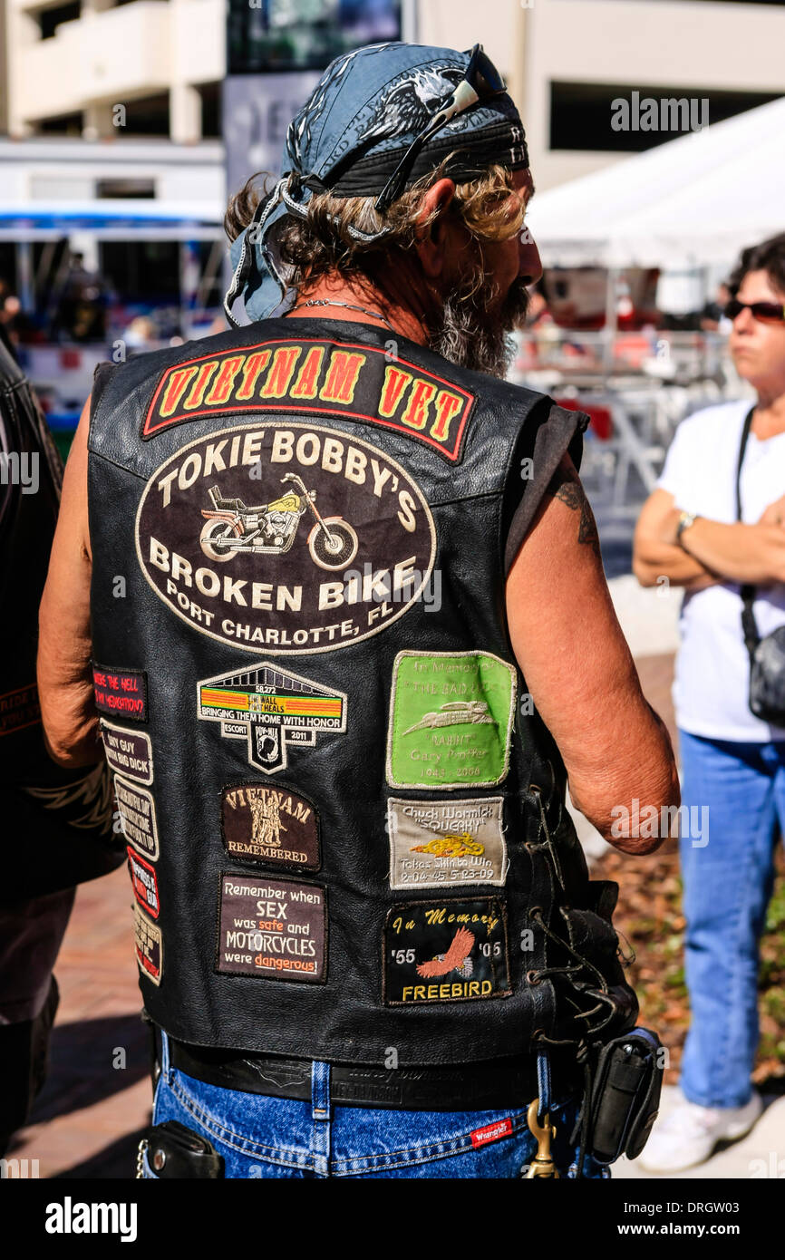 Fahrrad-Gang-Mitglieder bei der Donner durch die Bucht Motorrad-Event in Sarasota Florida Stockfoto