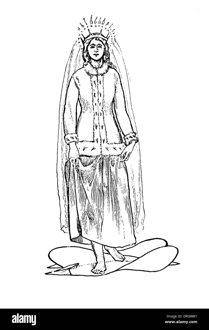 St. Kinga von Polen, Schwarz und weiß-Abbildung Stockfoto