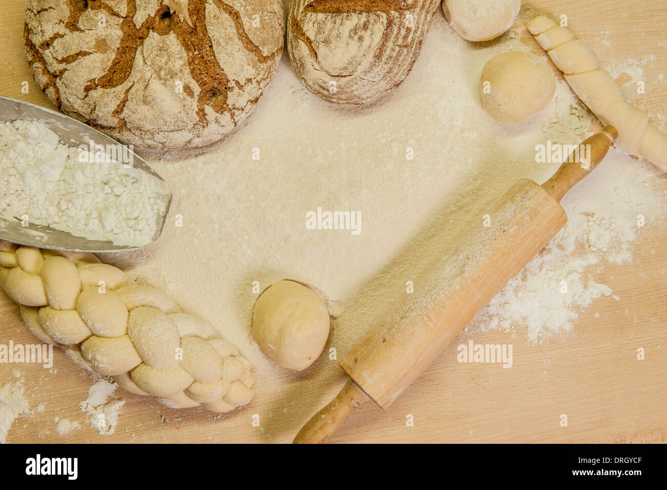 Brot backen, Zutaten - Brot backen Stockfoto
