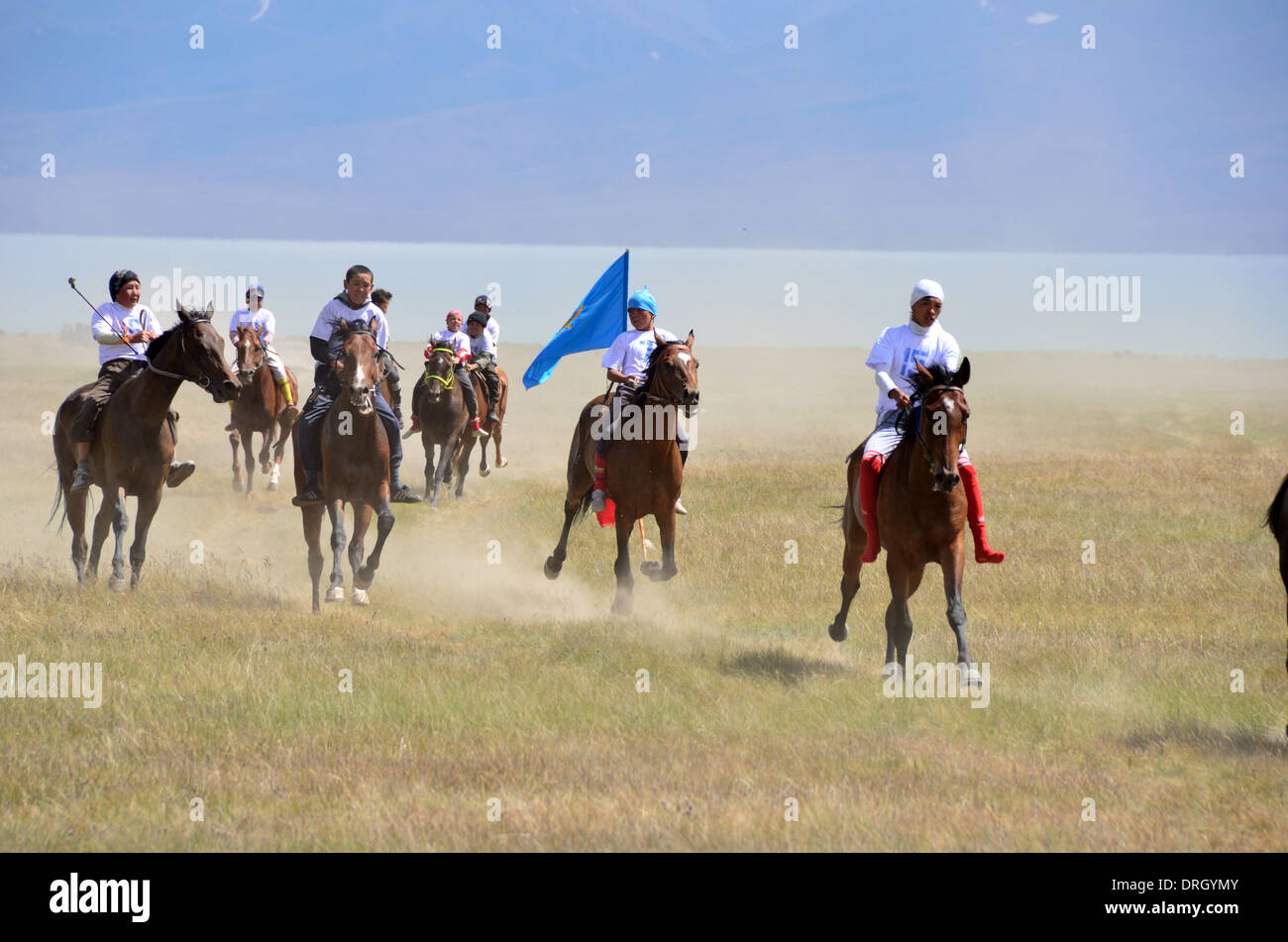 Kirgisische Pferderennen am Song-Kol seefest Stockfoto