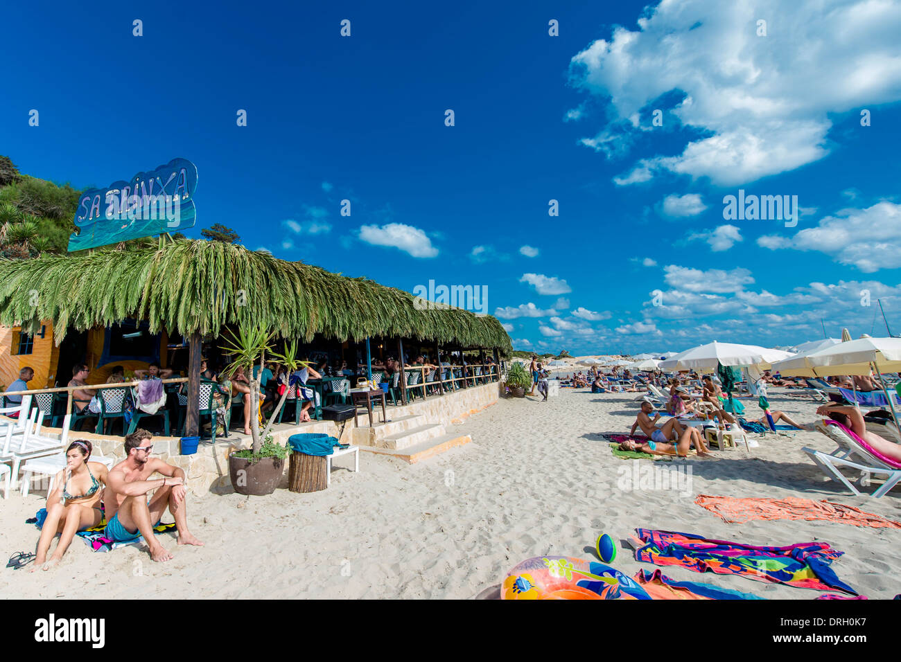 Sa Trinxa Beachbar, Playa de Ses Salines, Ibiza, Spanien Playa de Ses