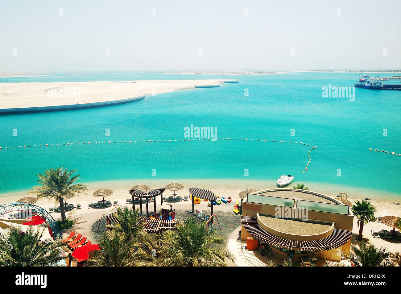Der Strand des Luxushotels, Abu Dhabi, Vereinigte Arabische Emirate Stockfoto