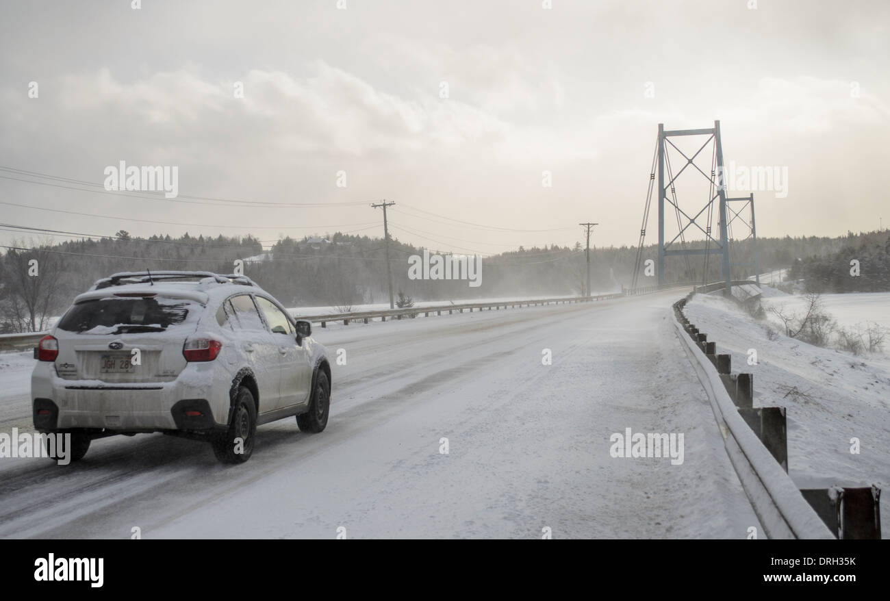 Winter driving New Brunswick, Kanada Stockfoto