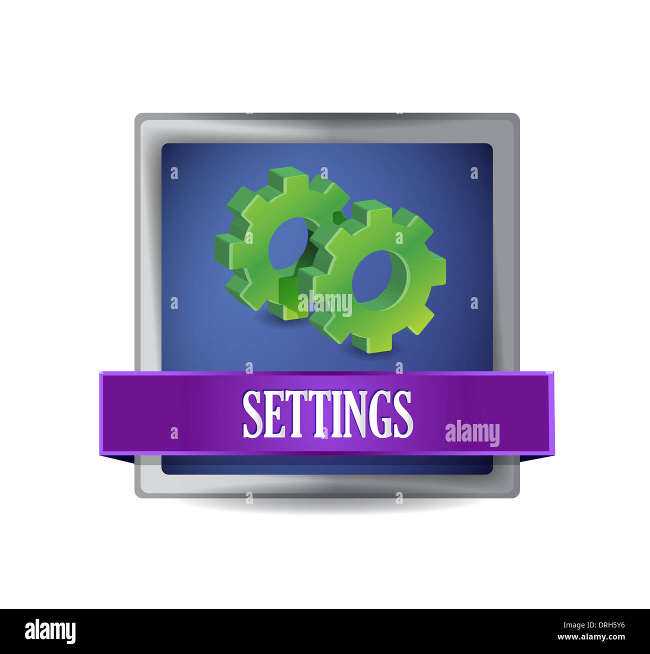Einstellungen Symbol glänzend blaue Taste Illustration Design in weiß Stockfoto