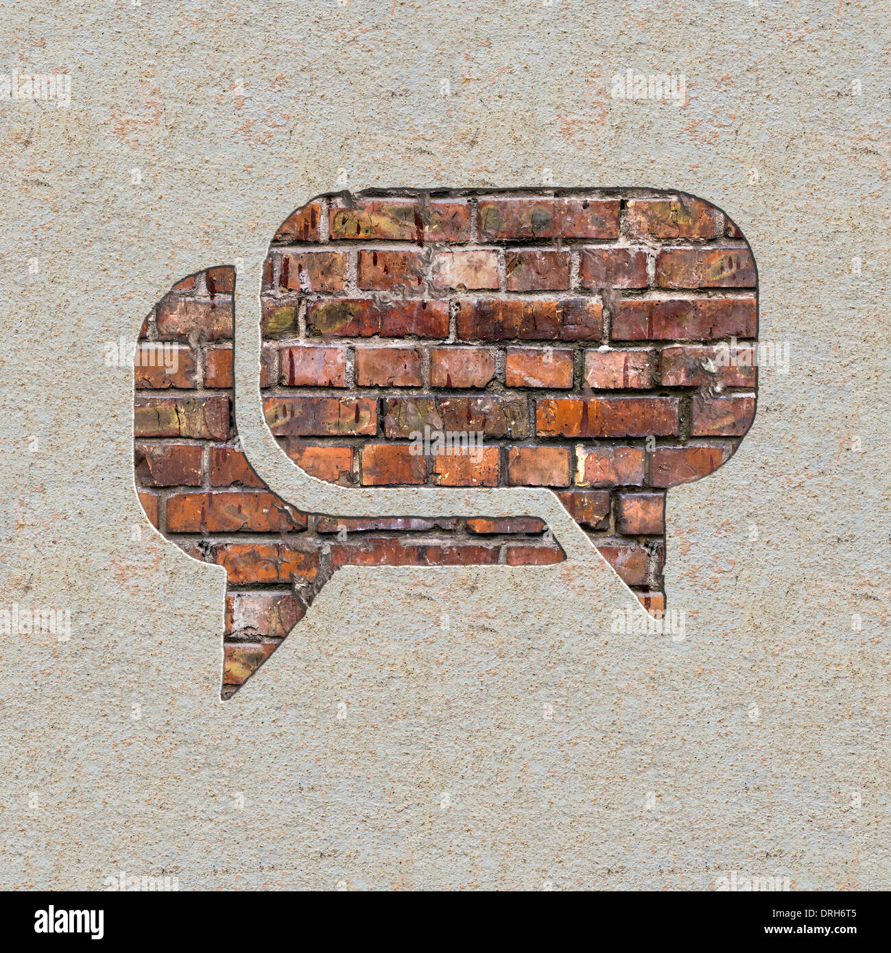 Speech Bubble-Symbol an der Wand. Stockfoto