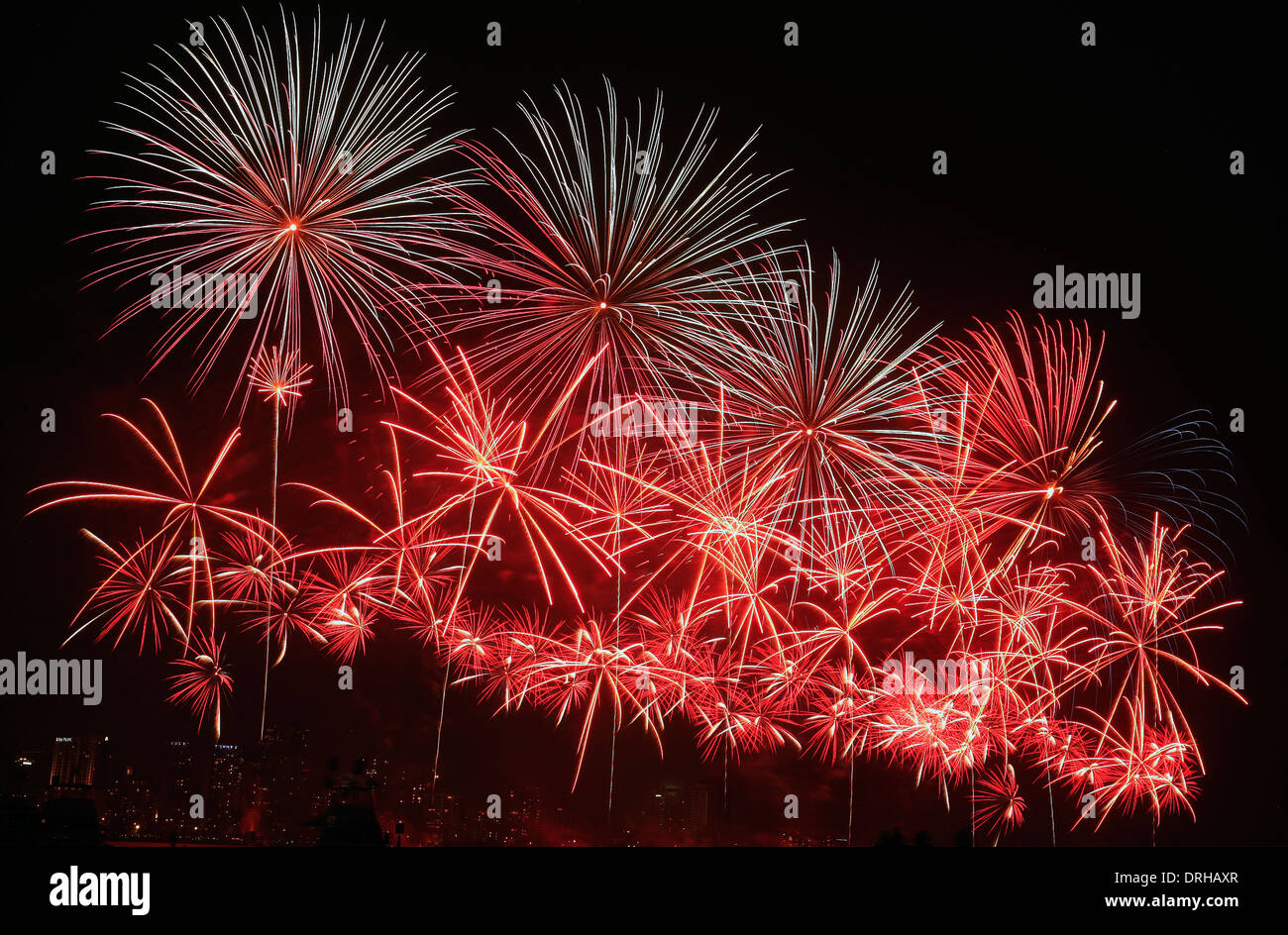 Skyworks Firework Display Australien Tag feiern Perth City W Western Australia Stockfoto