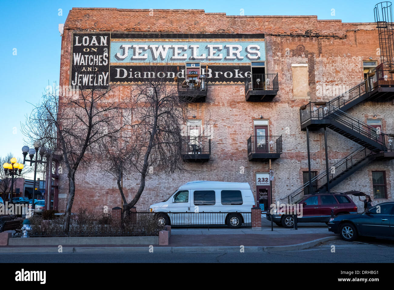 Historisches Gebäude in der alten Stadt Pueblo, Colorado. Stockfoto