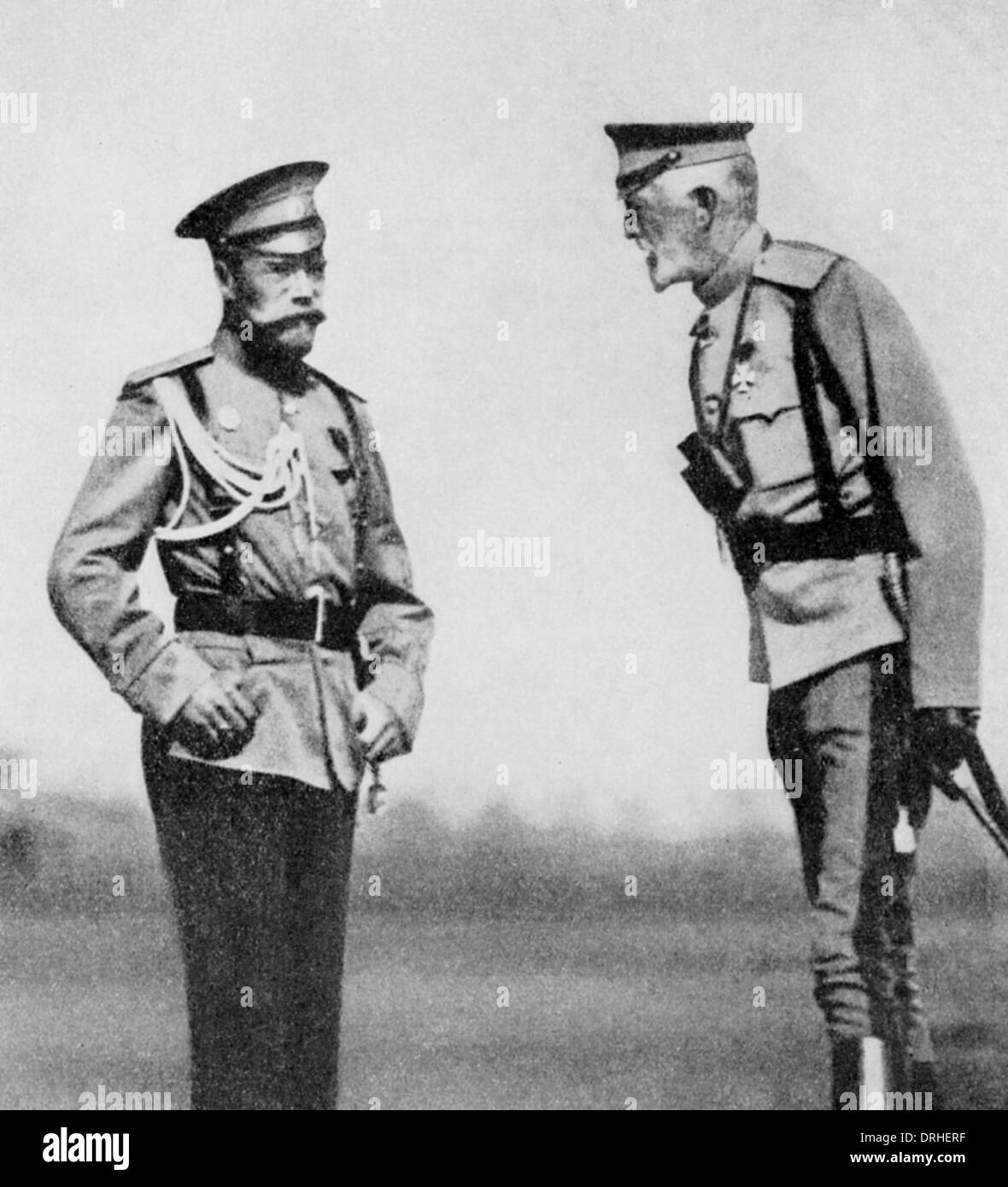 Zar Nikolaus II von Russland mit Großherzog, WW1 Stockfoto