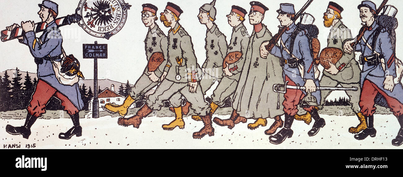 Französisch cartoon, deutsche Häftlinge, WW1 Stockfoto