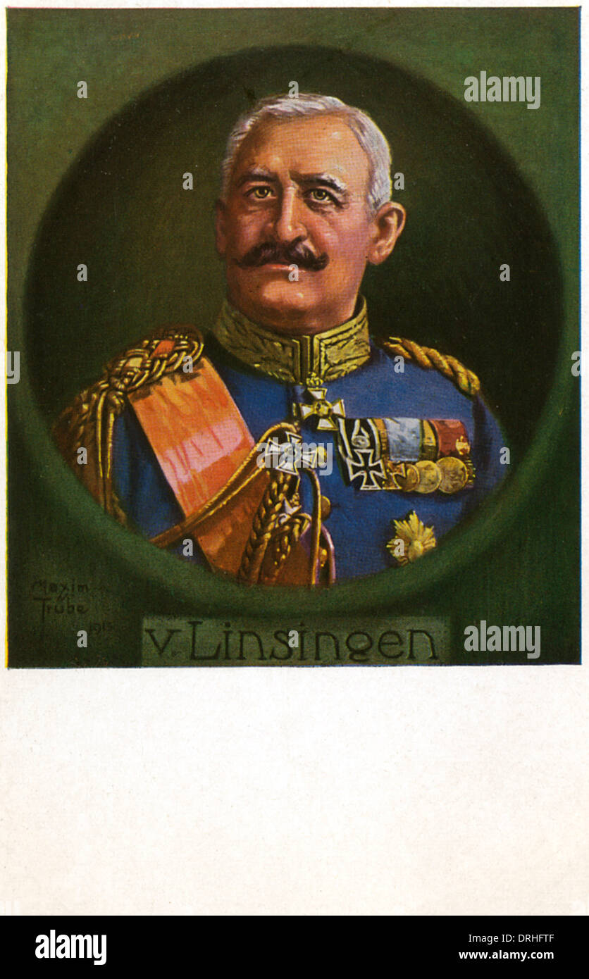 Alexander von Linsingen, deutscher General, WW1 Stockfoto