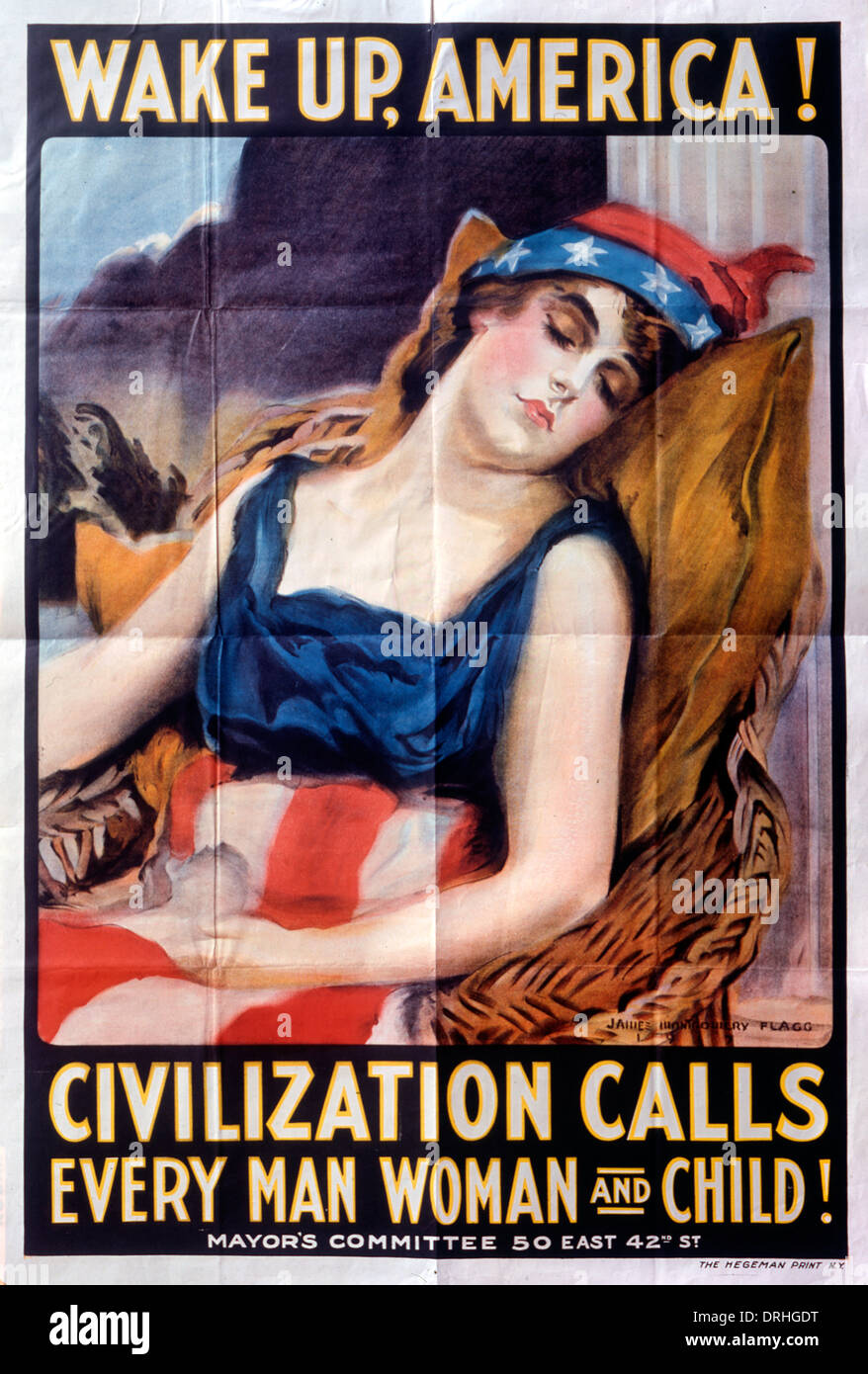 Rekrutierung-Poster, Wake Up America!, WW1 Stockfoto