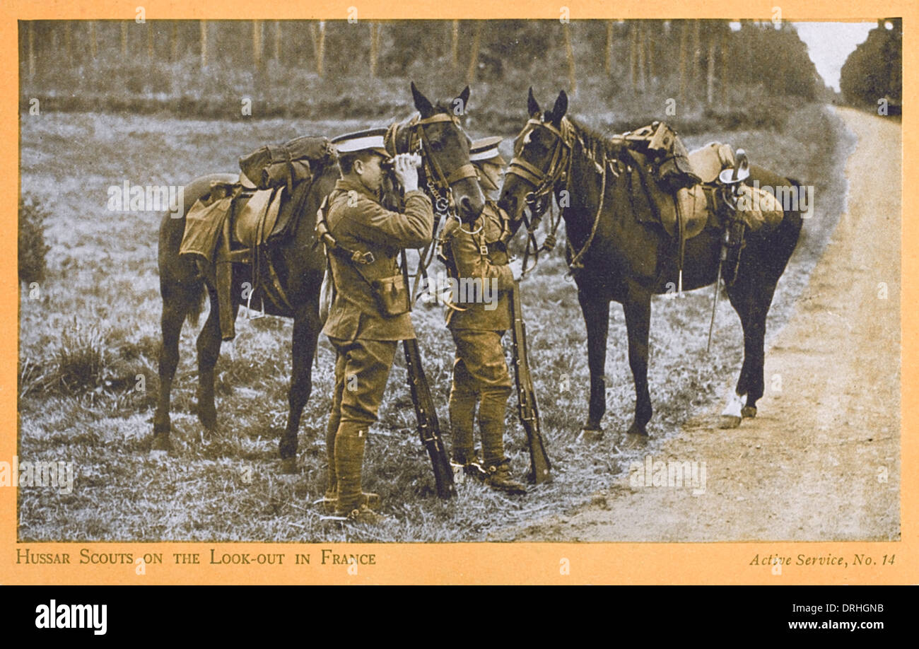 Husaren-Scout in Frankreich - WWI Stockfoto