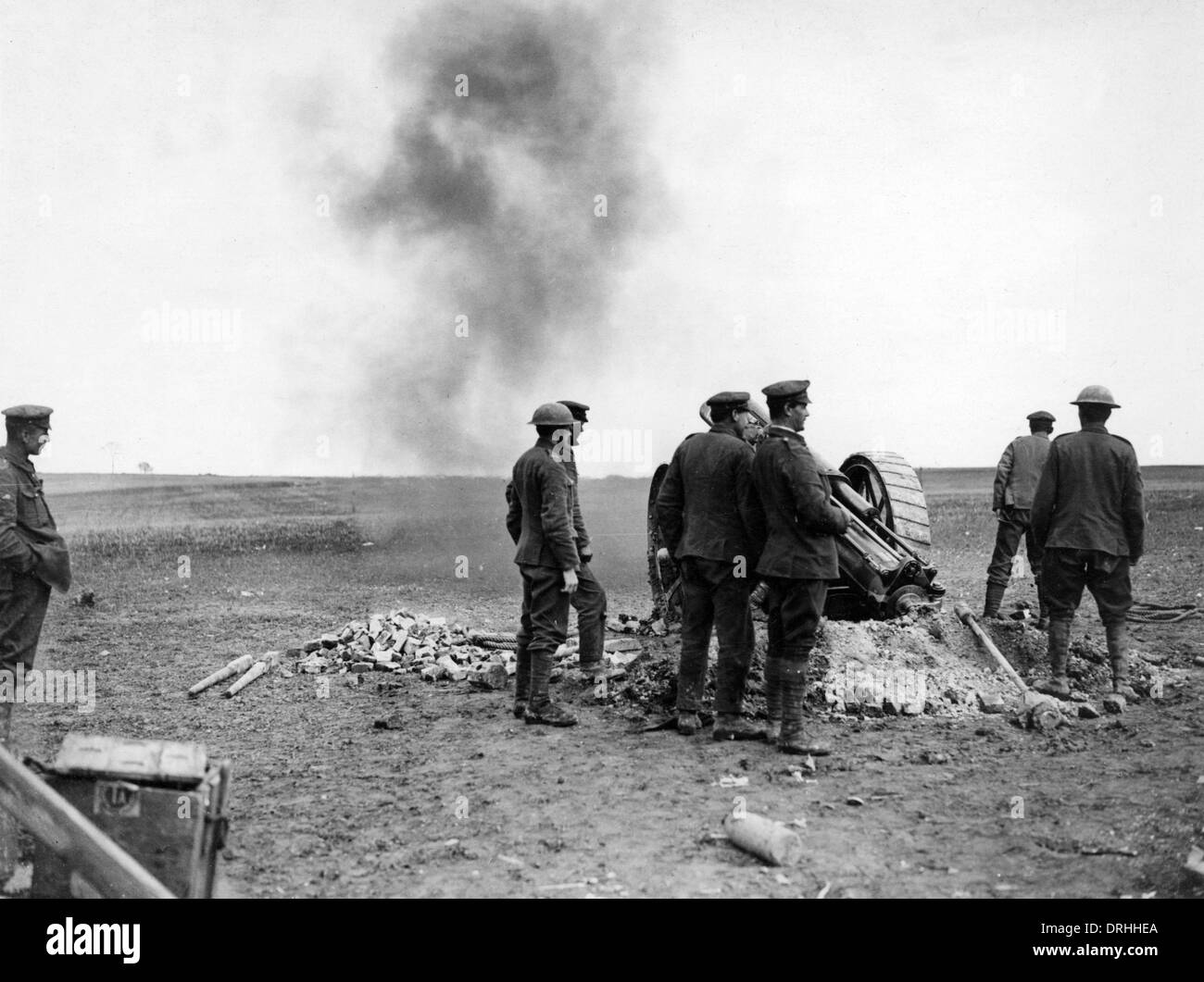 Britische Artillerie-Aktion an der Westfront, WW1 Stockfoto