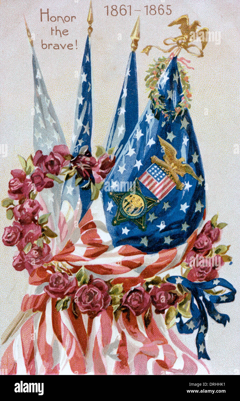 Zu Ehren der tapferen! American Civil War Memorial-Karte Stockfoto