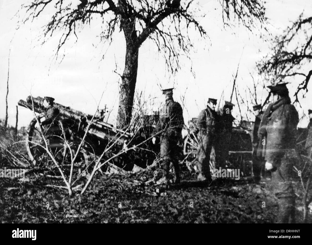 Britische Artillerie in Aktion, Nordfrankreich, WW1 Stockfoto