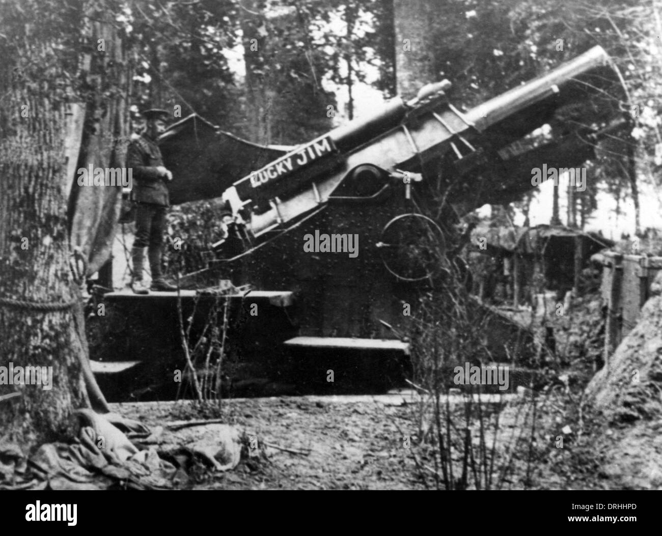 Britische Haubitze in Action, Kampf von Albert, Frankreich, WW1 Stockfoto