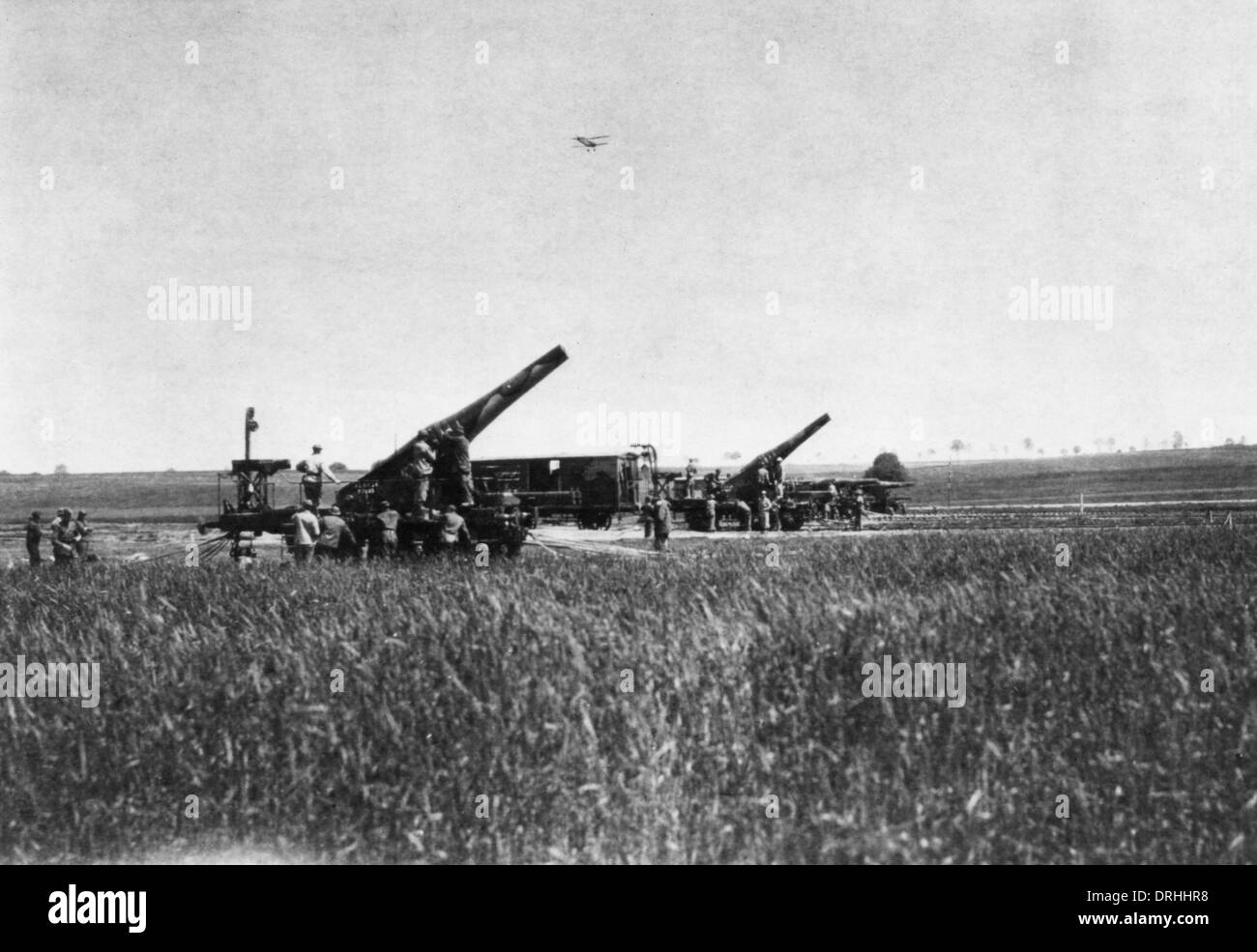 320-mm-Geschütz auf Bahn Montage, WW1 Französisch Stockfoto
