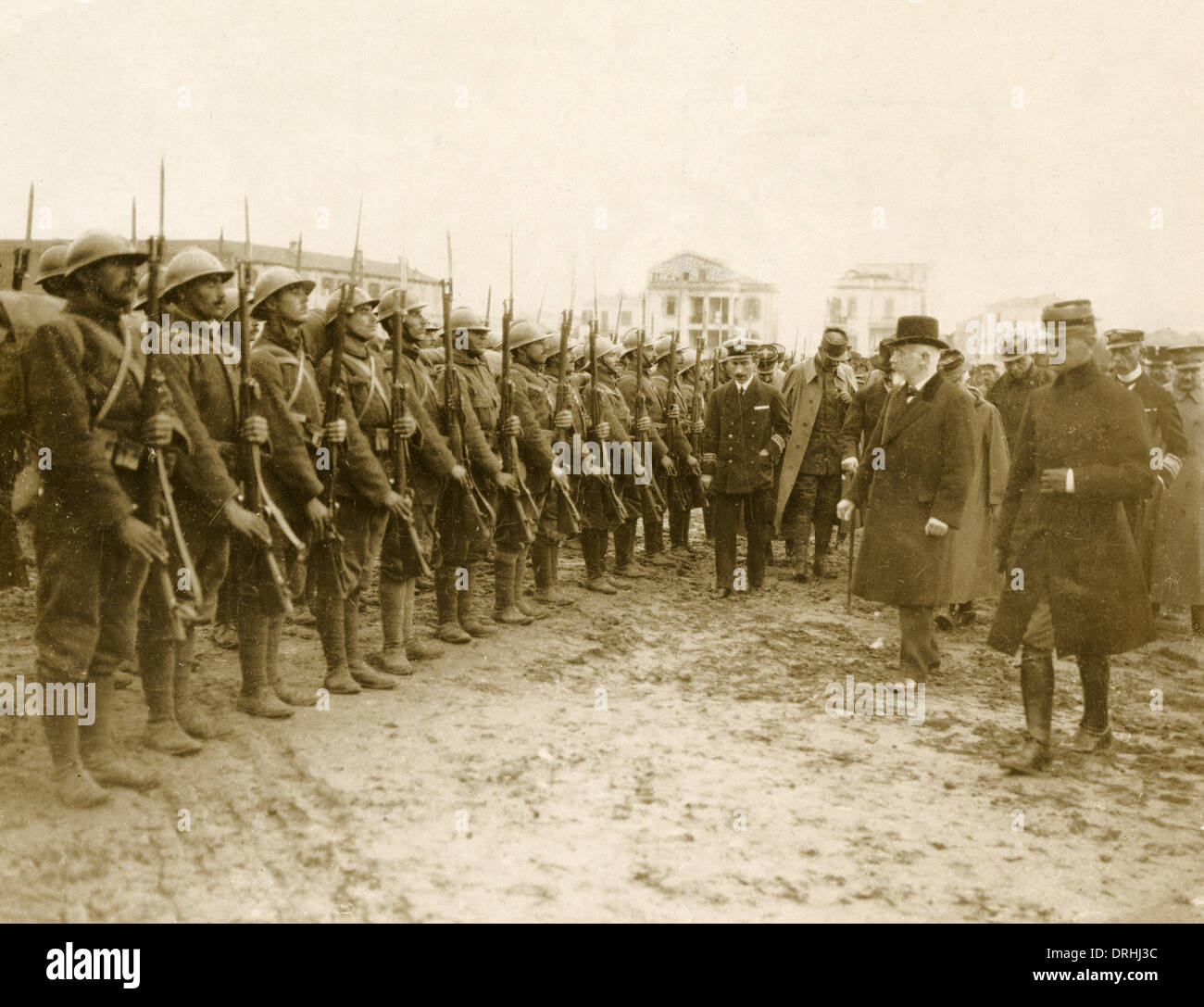 Eleftherios Venizelos Überprüfung der griechischen Regiment, WW1 Stockfoto