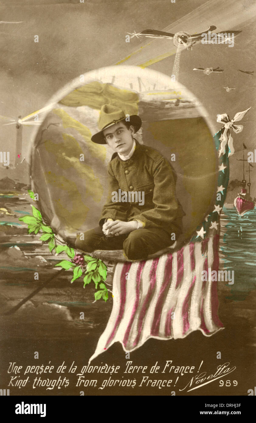 Amerikanische Postkarte aus dem Ersten Weltkrieg Stockfoto