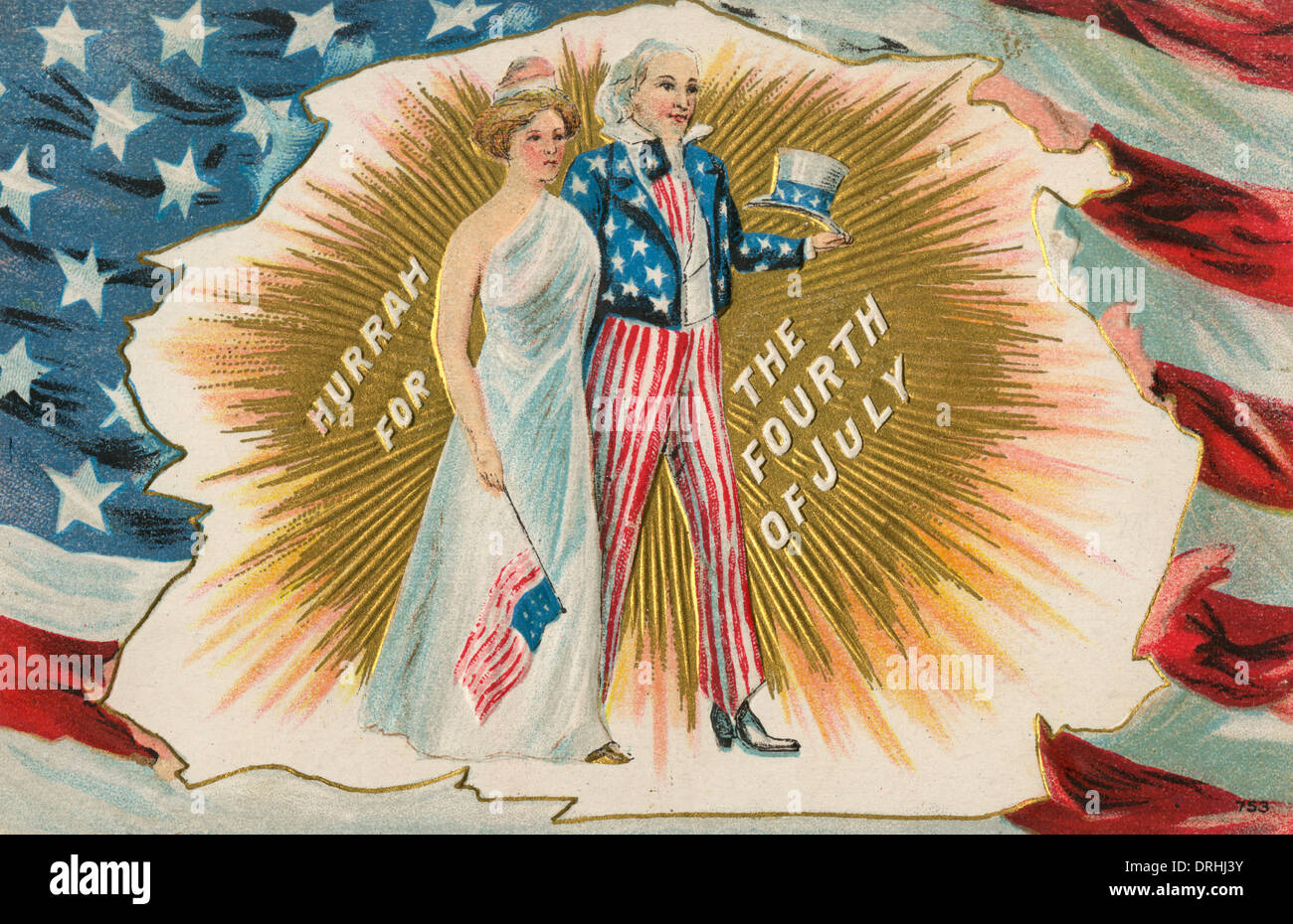 Amerikanische 4. Juli unter dem Motto Postkarte Stockfoto