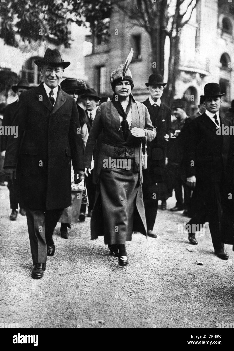 Präsident Wilson und seiner Frau in Paris, Frankreich Stockfoto