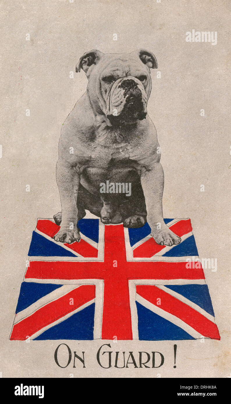 Erster Weltkrieg patriotische Postkarte - Bulldog Stockfoto