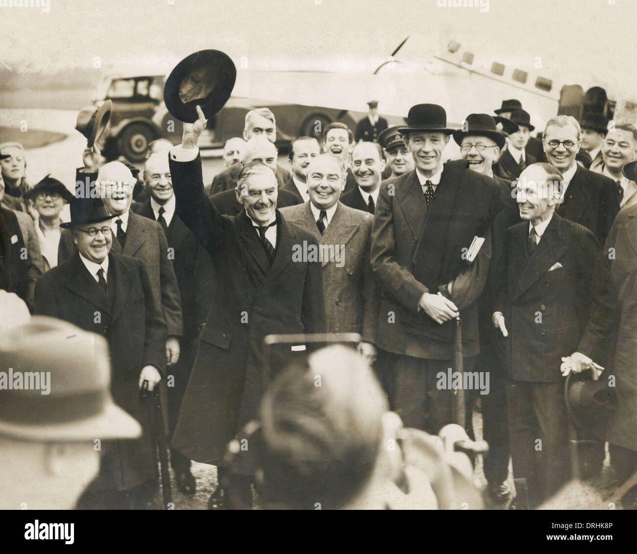 Chamberlain fährt für Gespräche mit Hitler Stockfoto
