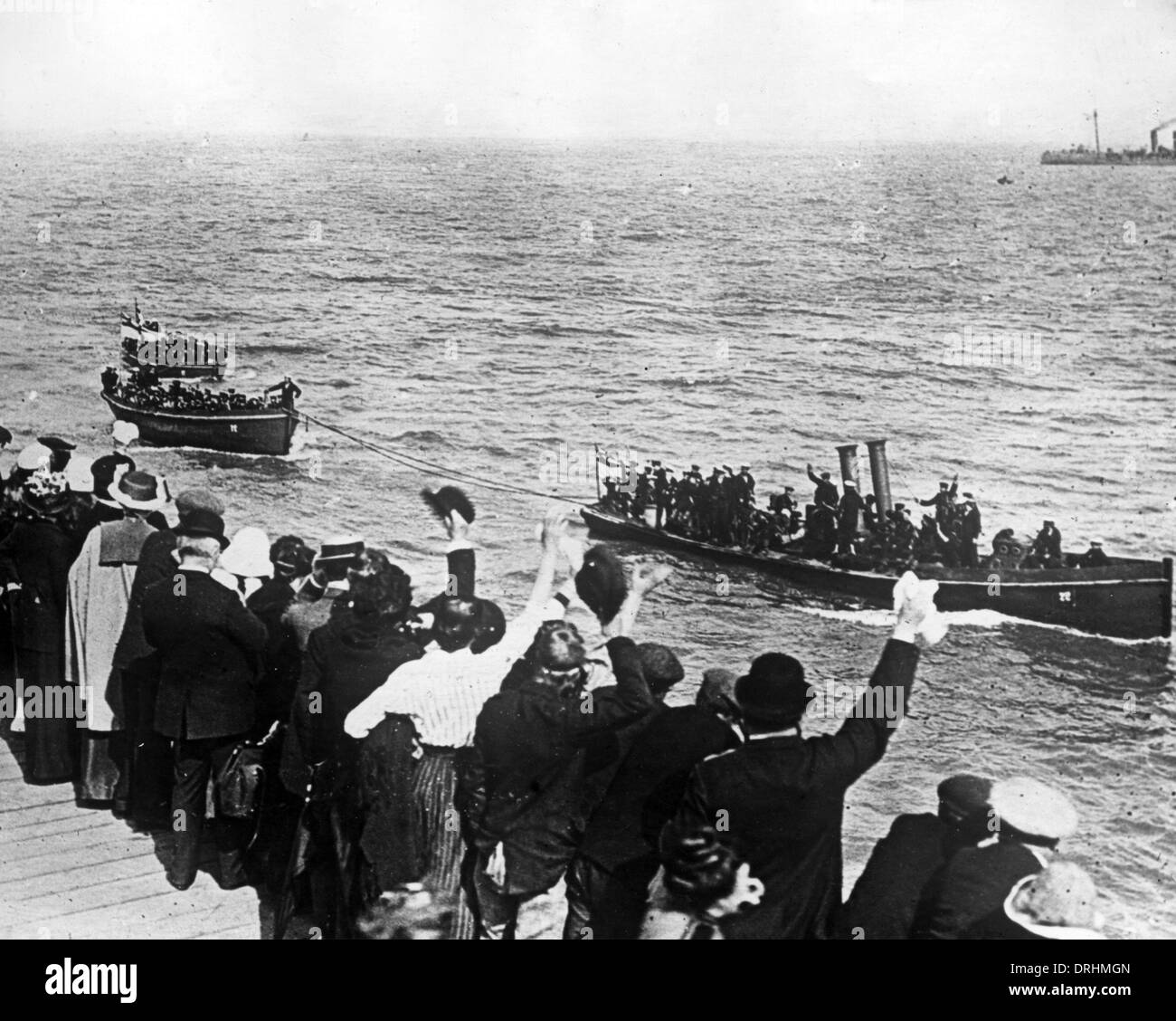 Pinassen Landung Marines in Ostende, WW1 Stockfoto